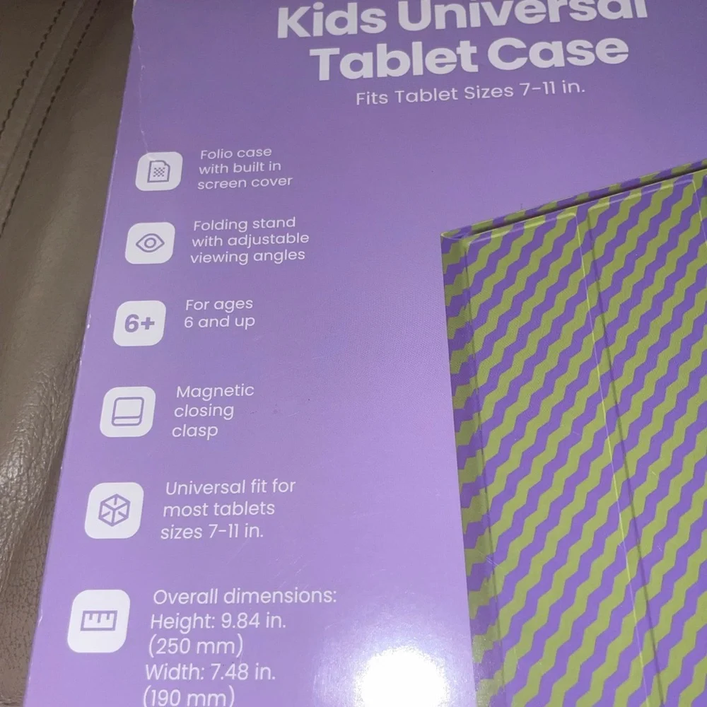 Kids Universal Tablet Case - Purple and Green NWT Fits Most Tablets 7”-11”